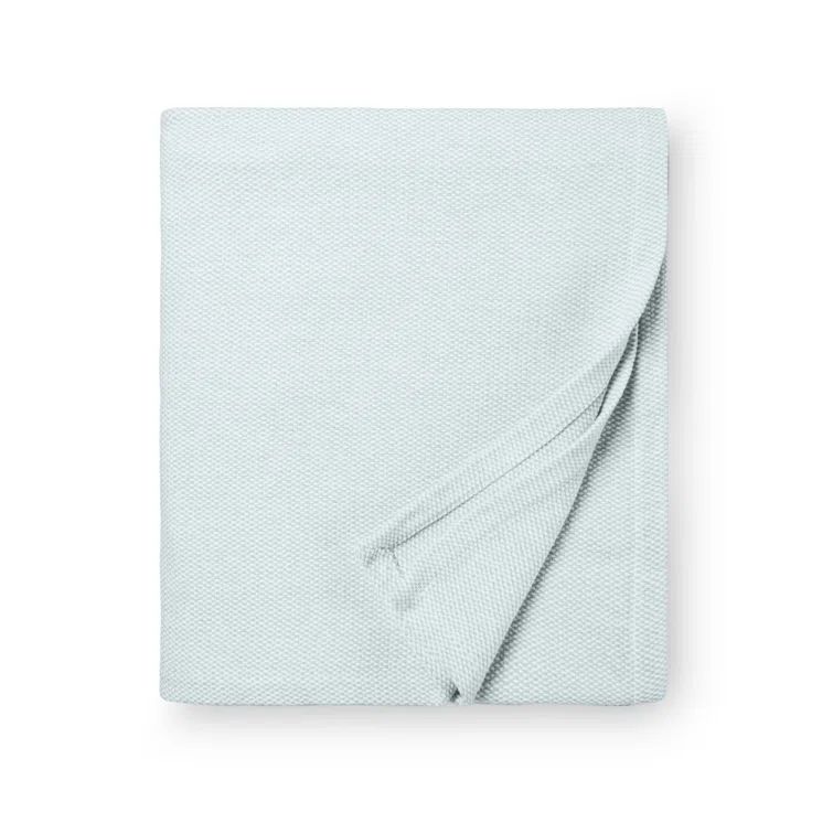 Seagreen Cotton Basket Weave Throw Blanket with Fringes