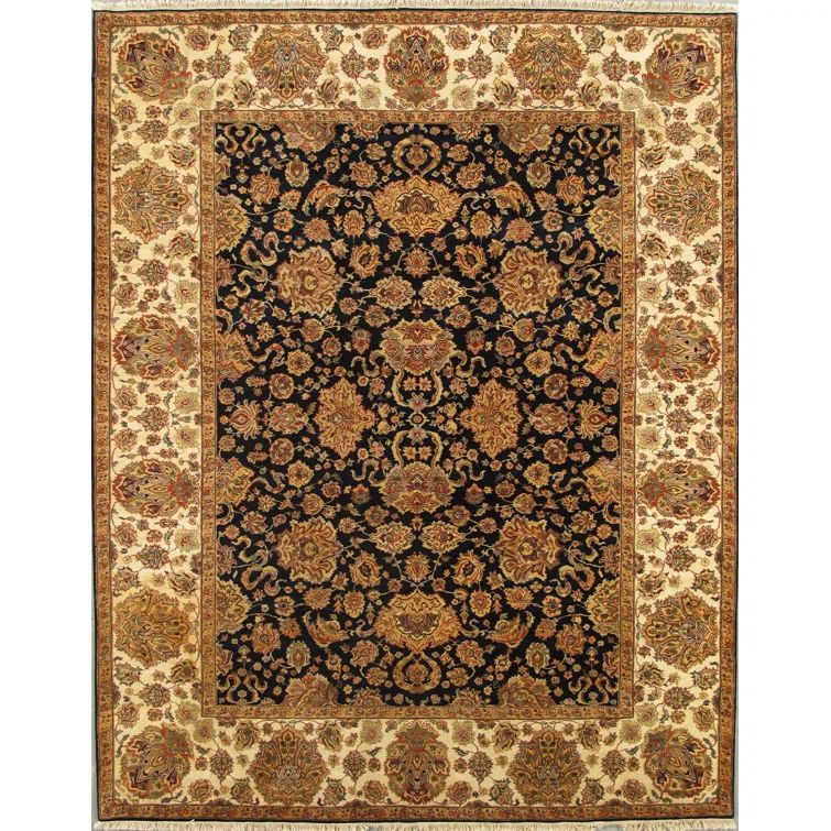 Ivory Hand-Knotted Wool Rectangular 9' x 12' Area Rug