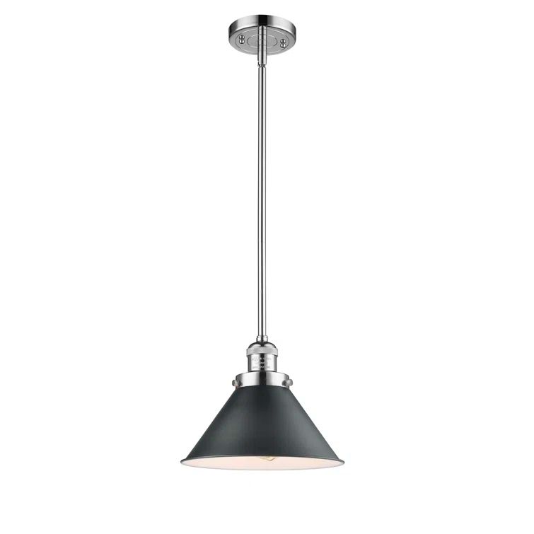 Polished Chrome Mini Pendant Light with Black Shade