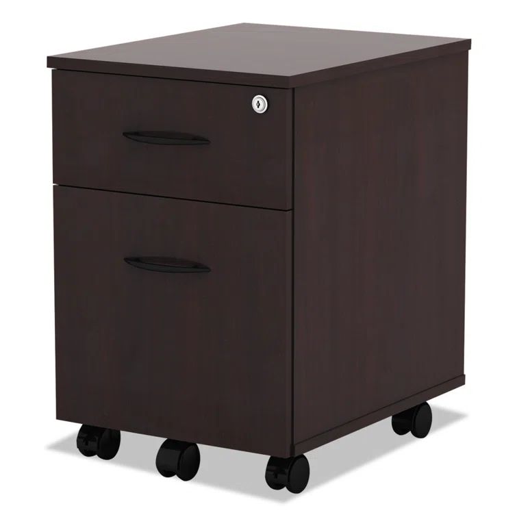 Mahogany Mobile 2-Drawer Lockable Pedestal File Cabinet