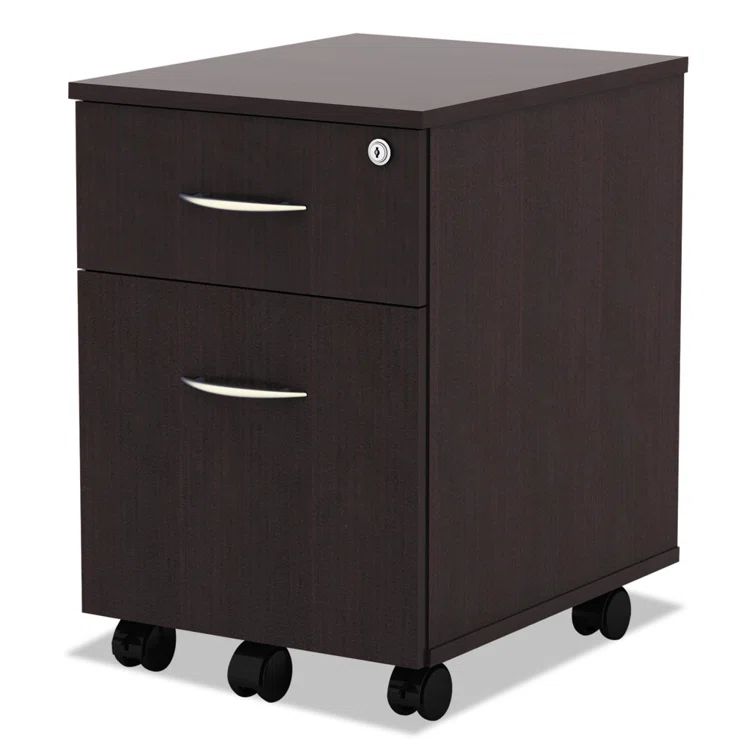Espresso Woodgrain Mobile Lockable 2-Drawer Pedestal