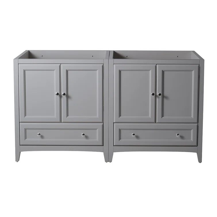 Gray 59" Double Freestanding Engineered Wood Vanity Base