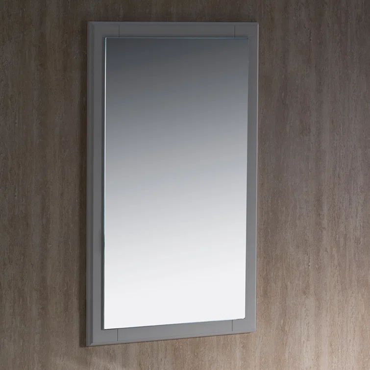 Elegant Oxford 20" Gray Rectangular Wood Bathroom Vanity Mirror