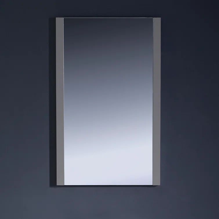 Sleek 31.5" Modern Gray Wood Framed Rectangular Vanity Mirror