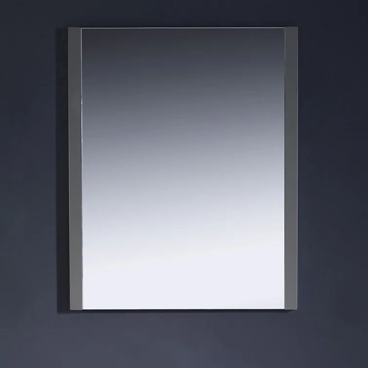 Sleek 25.5" x 31.5" Modern Gray Wood Frameless Bathroom Vanity Mirror