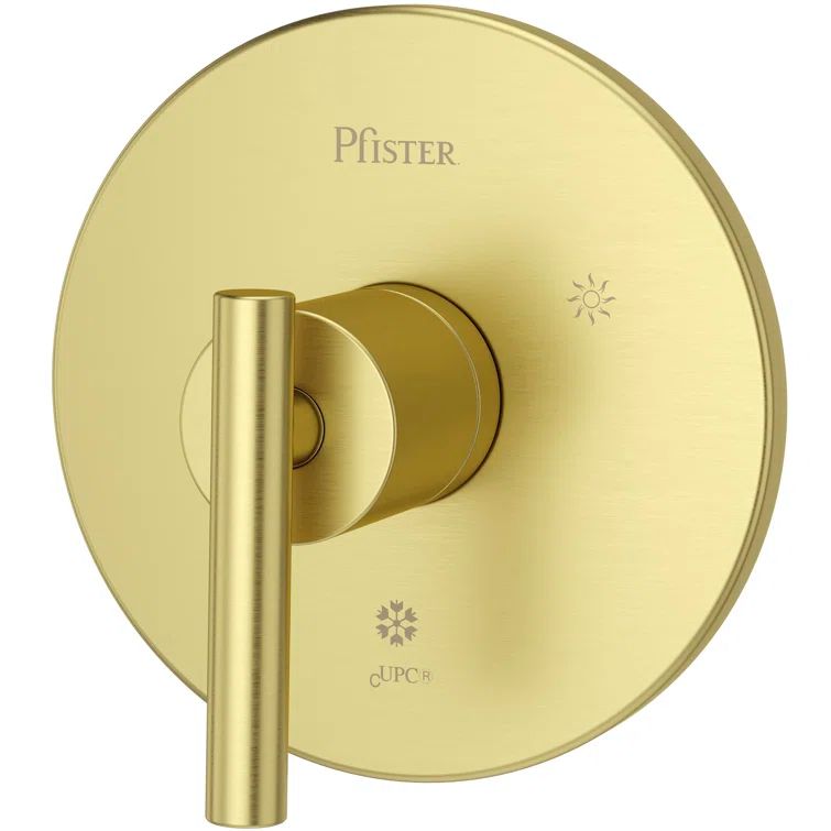 Contempra Brushed Gold Wall-Mounted Lever Tub and Shower Valve Trim
