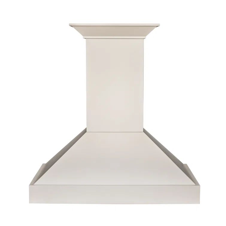 36" Cottage White Wood Wall Mount Range Hood with Stainless Steel Insert