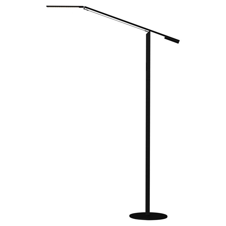 Adjustable Black Aluminum LED Floor Lamp with Touch Dimming