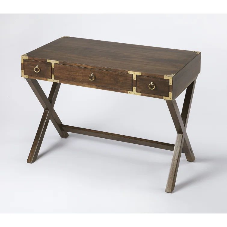 Brown Solid and MDF Wood Writing Desk with Filing Cabinet