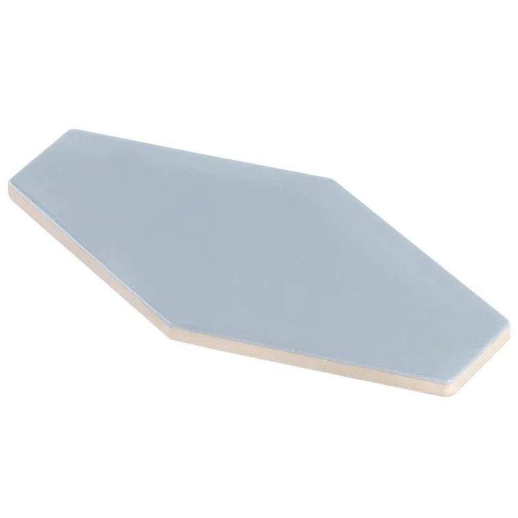 Bolton Blue Polished Ceramic Hexagon Subway Wall Tile