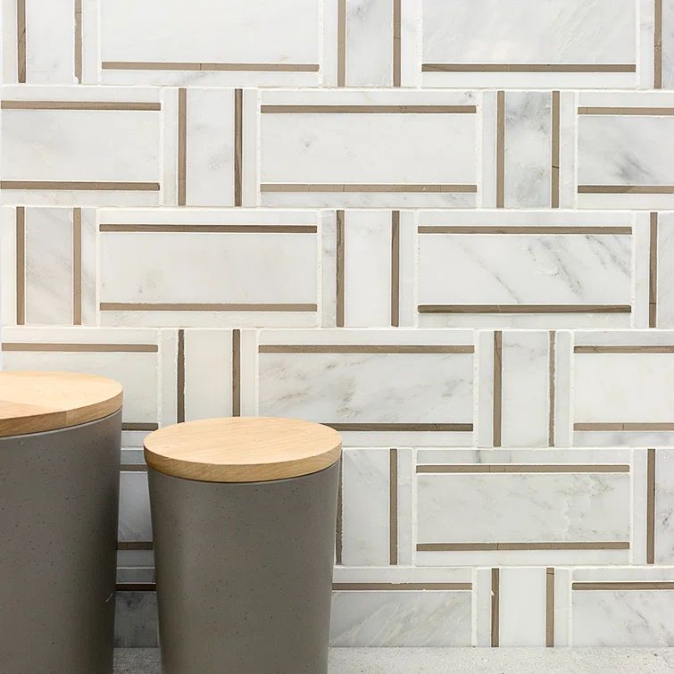 Canyon Cloud Marble Basketweave Mosaic Wall Tile