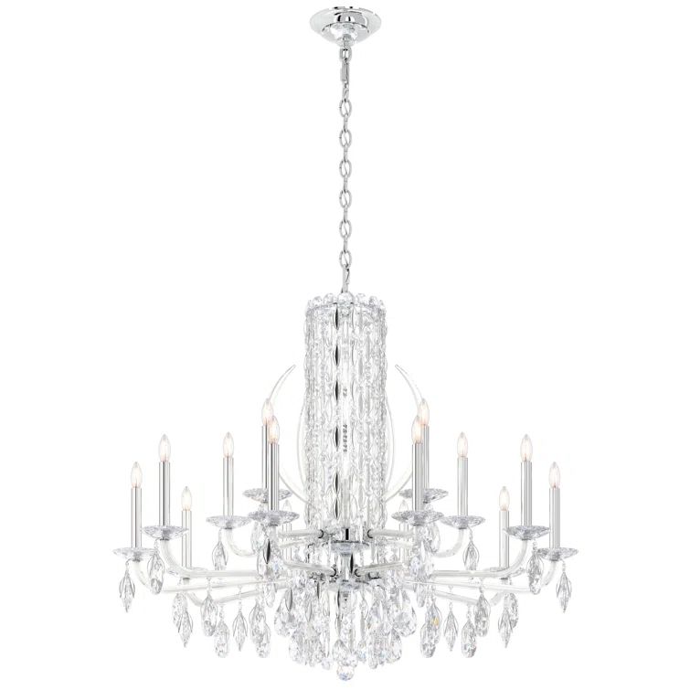 Elegant Sarella 15-Light Heritage Crystal Chandelier, Stainless Steel Finish