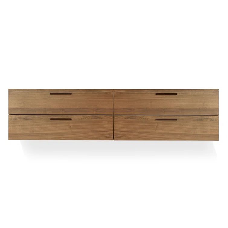 Walnut Wood 72'' Wall-Mounted Cabinet with Adjustable Shelving
