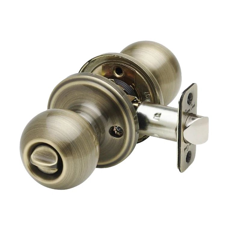 Antique Brass Privacy Door Knob with Solid Brass Cylinders