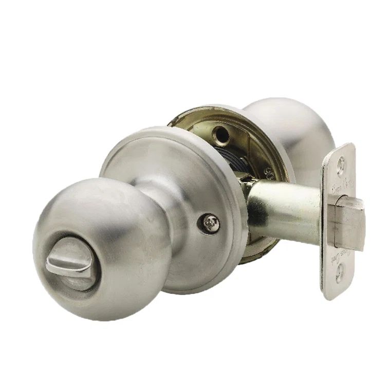 Satin Stainless Steel Privacy Door Knob with Brass Cylinder