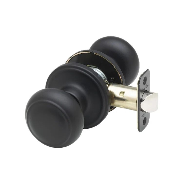 Matte Black Round Colonial Passage Door Knob