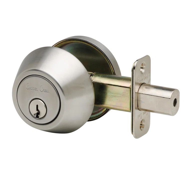 Satin Stainless Single Cylinder Deadbolt with Round Rosette