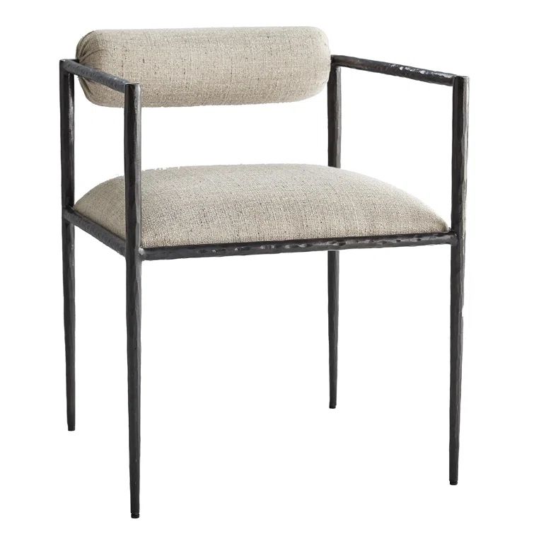 Barbana Pewter Upholstered Armchair with Iron Frame