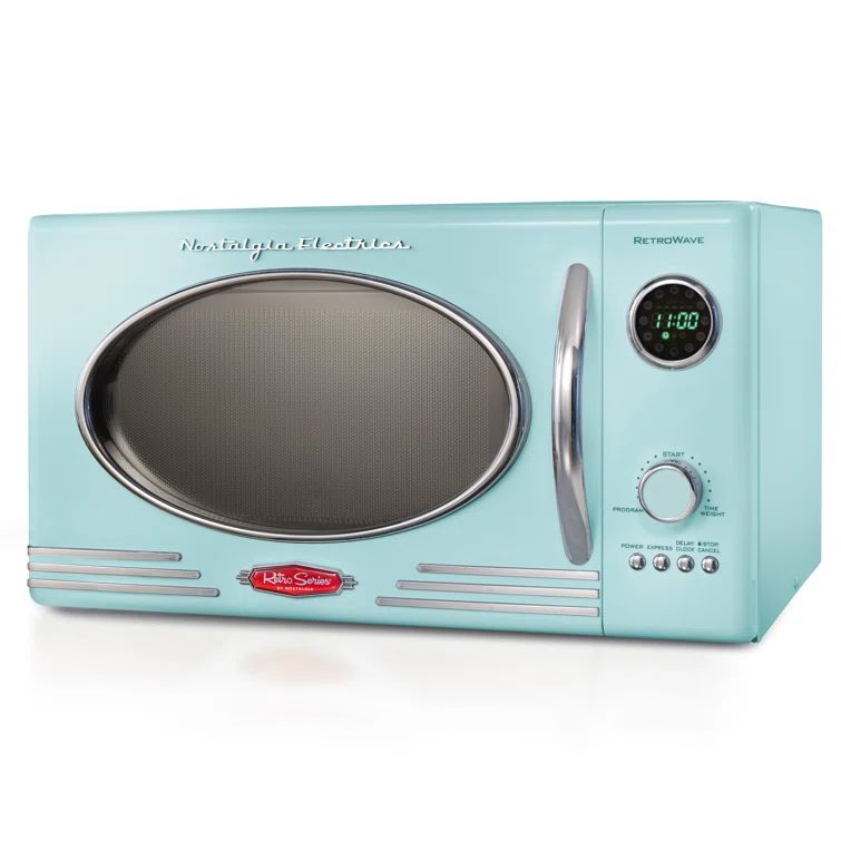 Aqua Retro 0.9 Cu ft. 800-Watt Countertop Microwave Oven