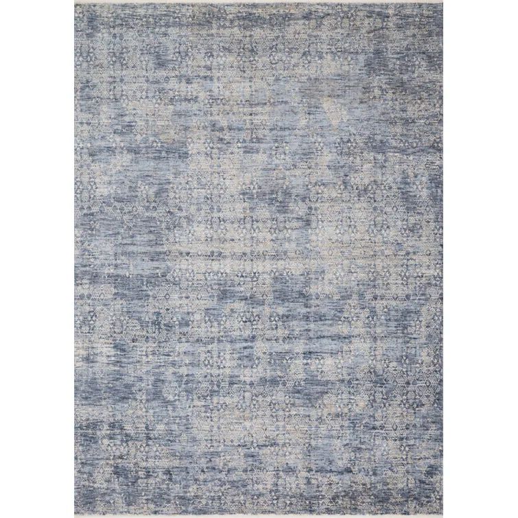 Pandora Dark Blue Diamond Synthetic Rectangular Rug