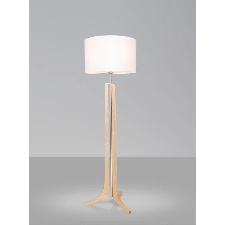 Forma 72'' Brushed Aluminum Maple Floor Lamp with White Linen Shade