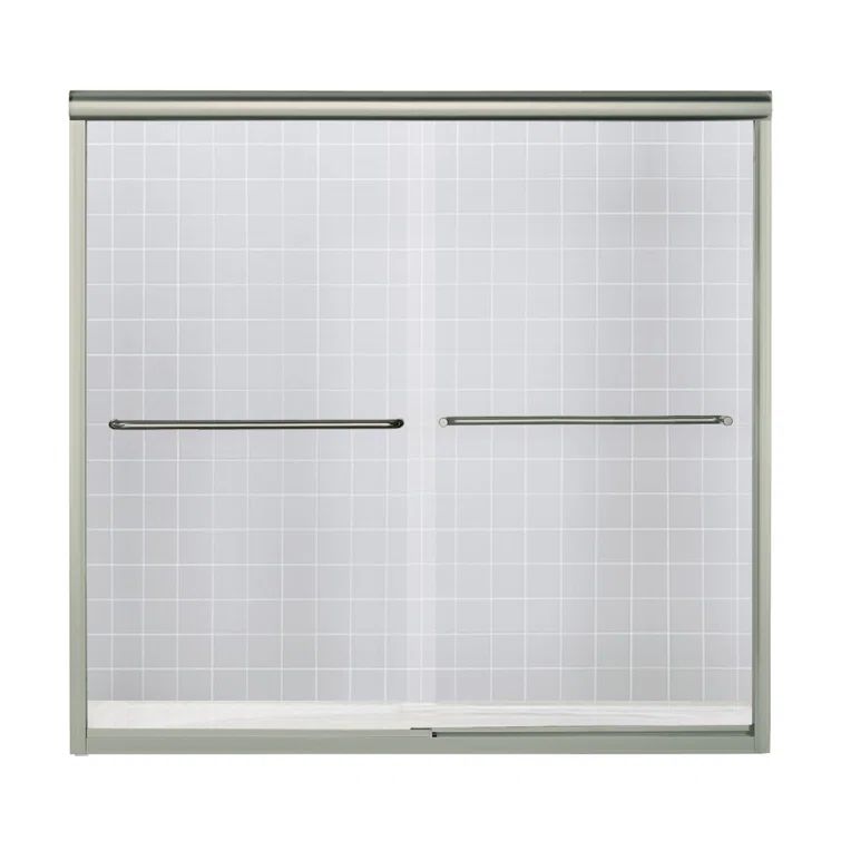 Finesse Frameless Frosted Glass Sliding Bath Door with Chrome Hardware