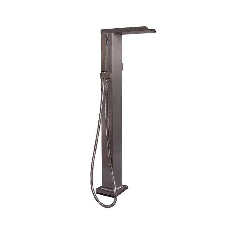 Brushed Stainless Steel Freestanding Tub Filler with Handshower