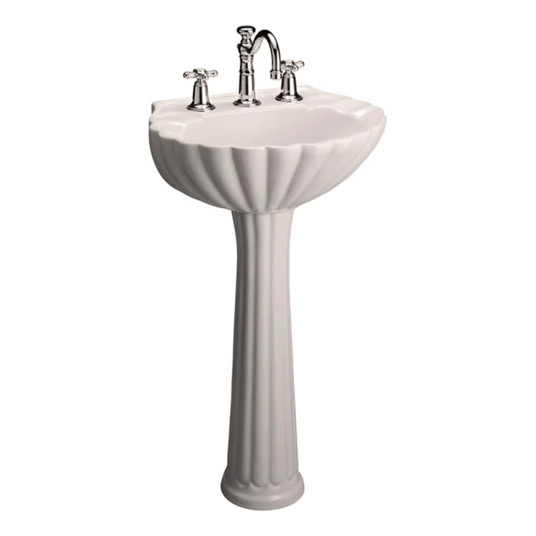 Bali 19'' White Vitreous China Pedestal Sink with Overflow