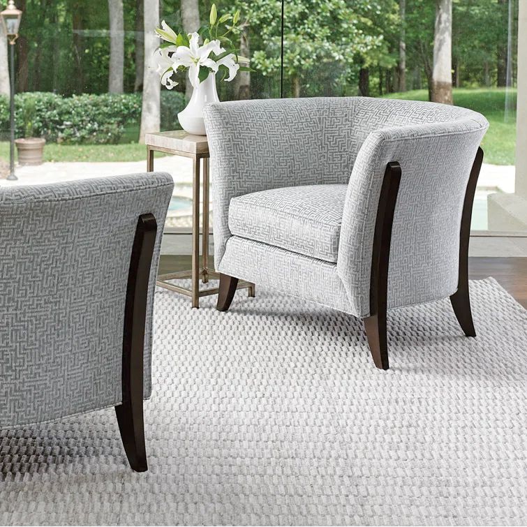 Gray Shadow Ridge Barrel Chair with Dark Brown Legs