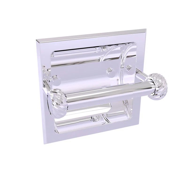Polished Chrome Recessed Toilet Paper Holder with Twisted Accents
