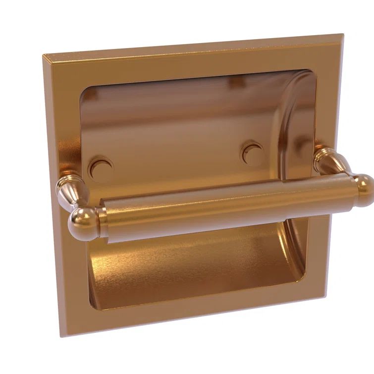 Brushed Bronze Recessed Toilet Paper Holder with Decorative Finish