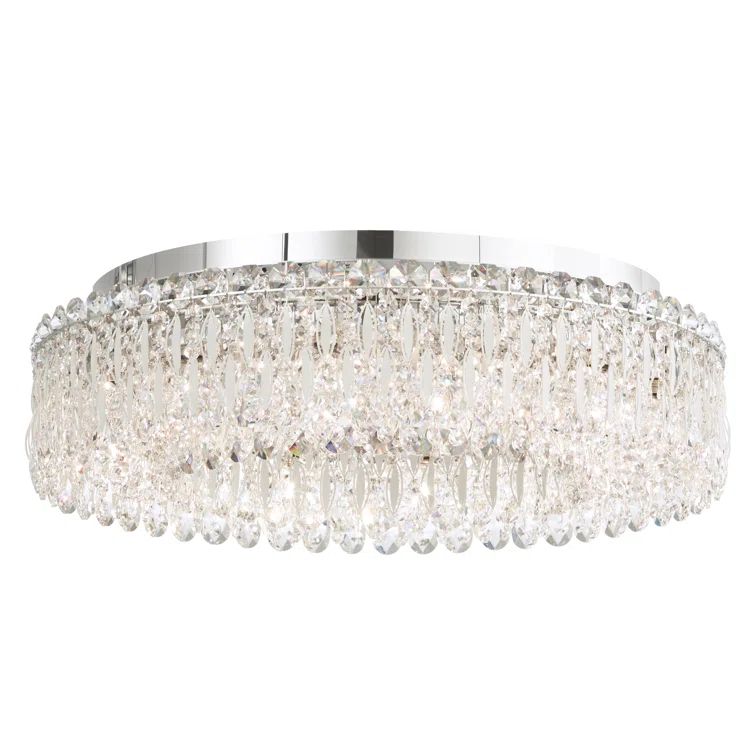 Sarella 24" White Crystal Beaded Drum Ceiling Light