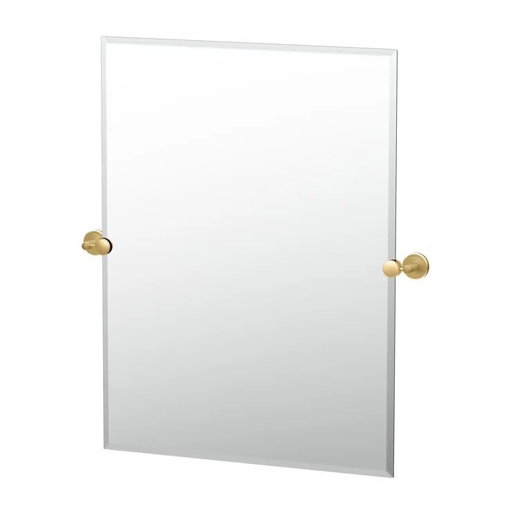 Latitude II 24" Brushed Brass Frameless Rectangular Wall Mirror