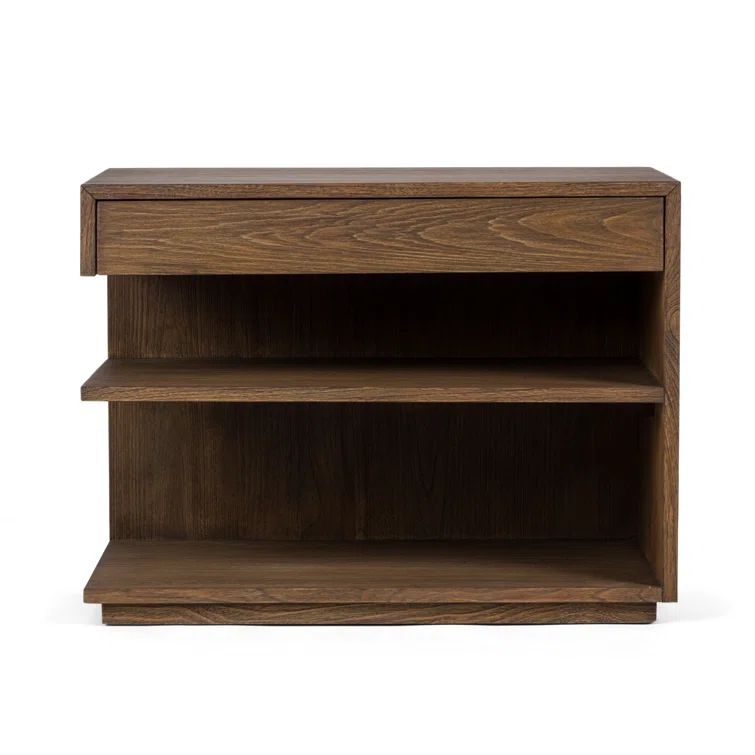 Laguna Mesa Brownstone 1-Drawer Nightstand with Teak and Leather