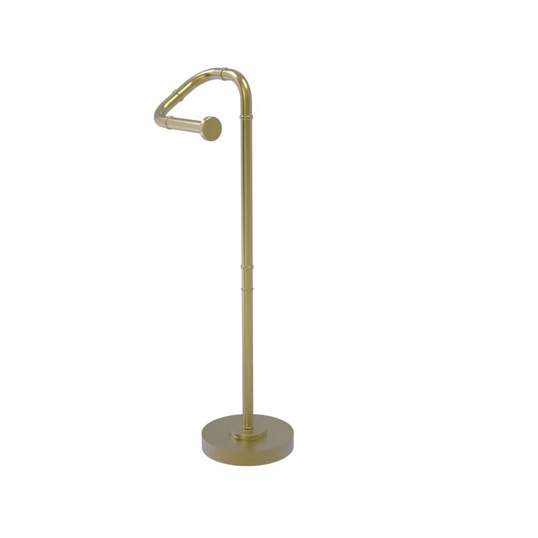 Satin Brass Free Standing Toilet Paper Holder with Sturdy Base
