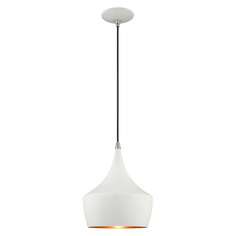 Waldorf Mini White Aluminum Pendant with Gold Lining