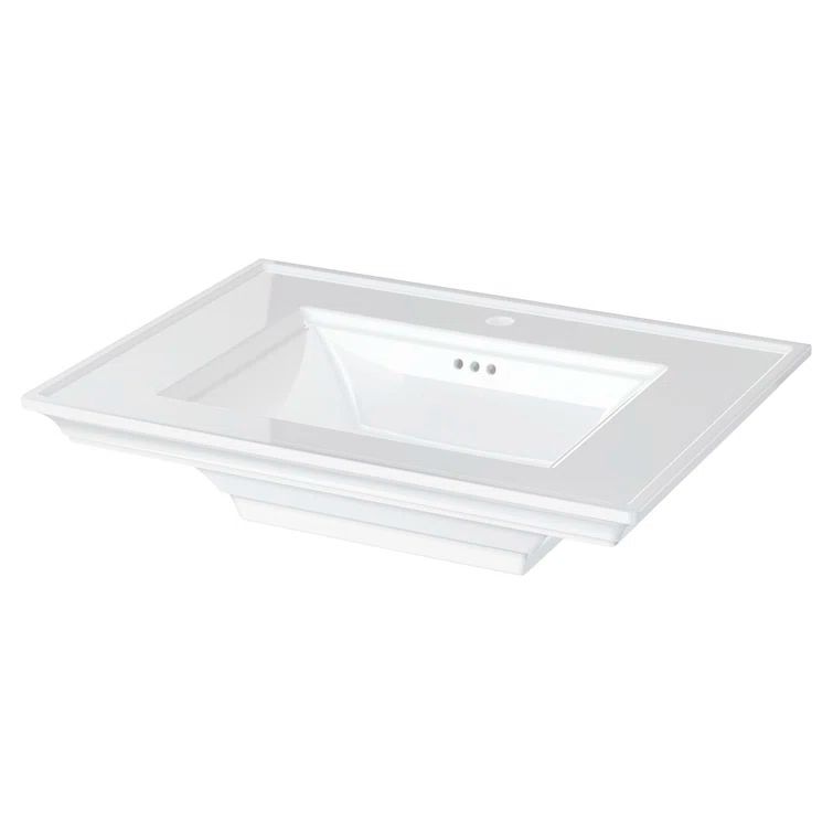 White Ceramic Rectangular Pedestal Sink with Overflow