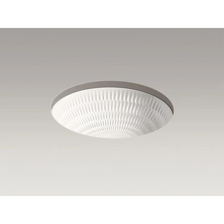 Translucent White Ceramic Undermount Bathroom Sink with Textured Design