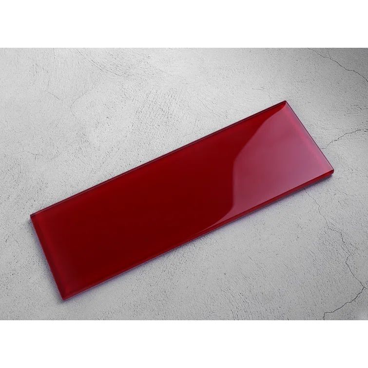 Premium 4" x 12" Polished Red Glass Subway Tile