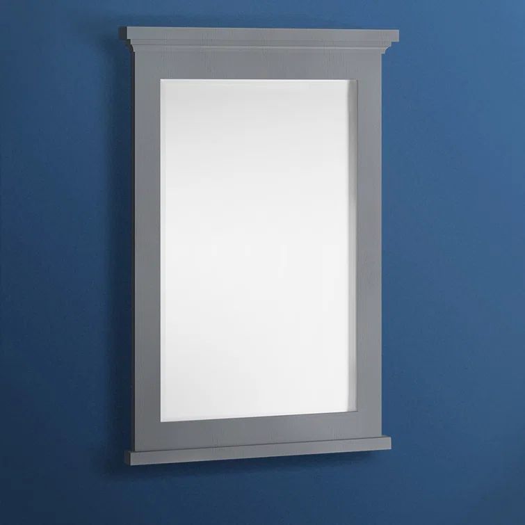Elegant Shaker-Style 24" Grey Wood Bathroom Vanity Mirror