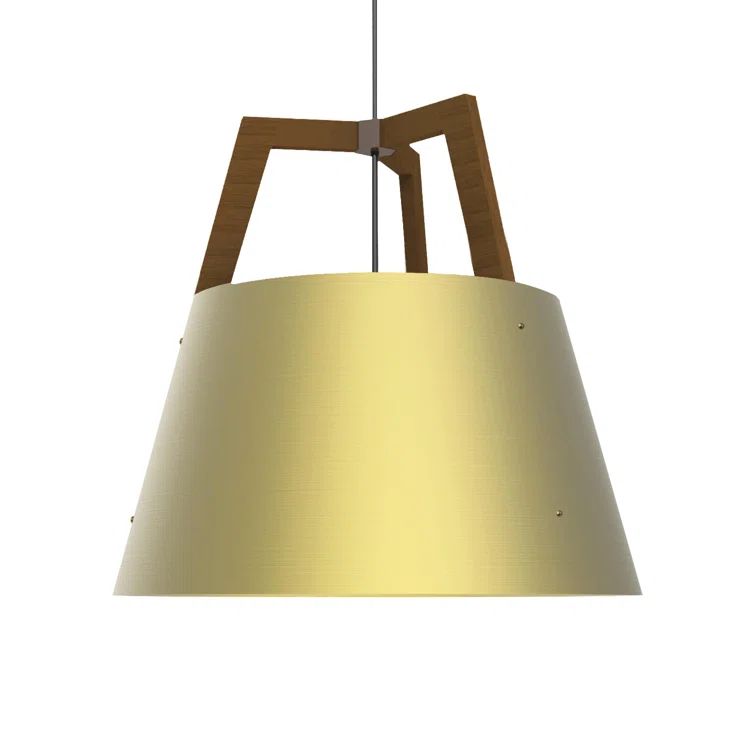 Walnut and Brushed Brass 22" Indoor/Outdoor Crystal Pendant Light