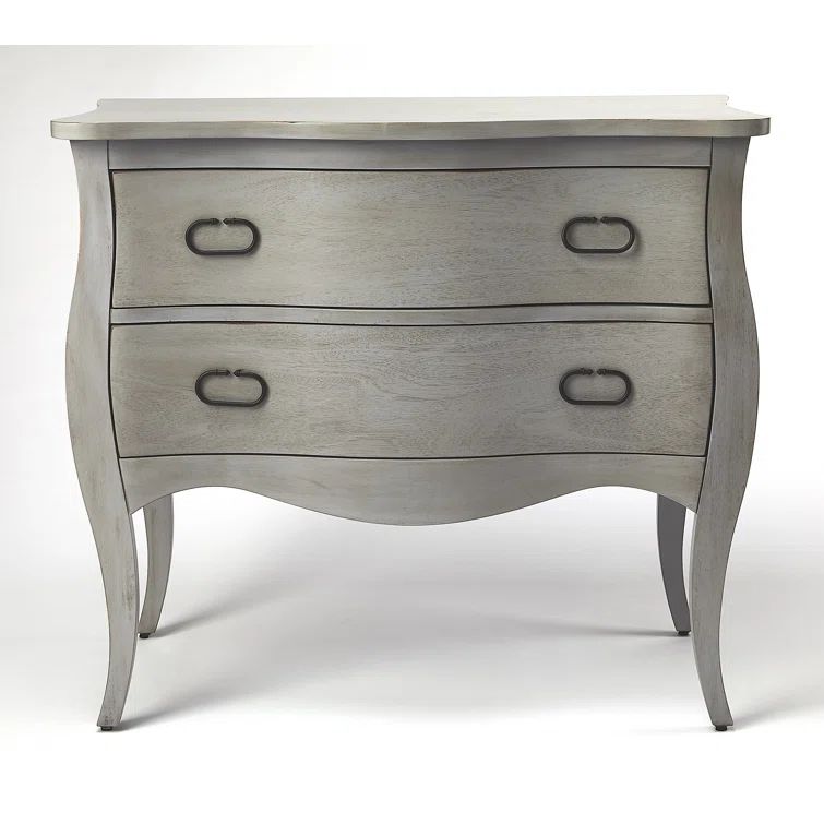 Gray Mango Wood 2-Drawer Cottage Accent Chest