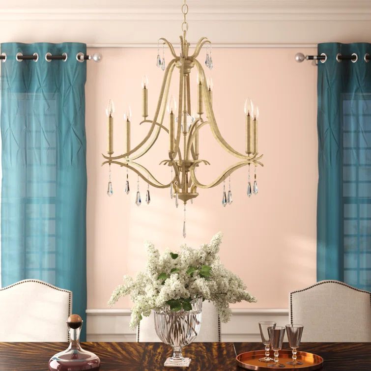 Brio Gold 9-Light Nickel and Crystal Tiered Chandelier