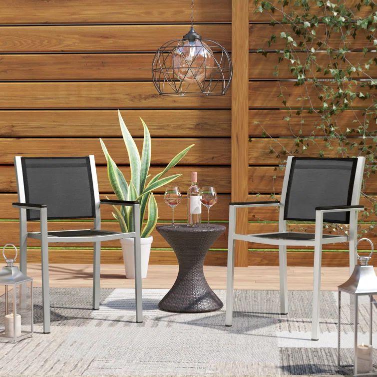 Shore 35'' Silver Black Aluminum Outdoor Dining Chair Set