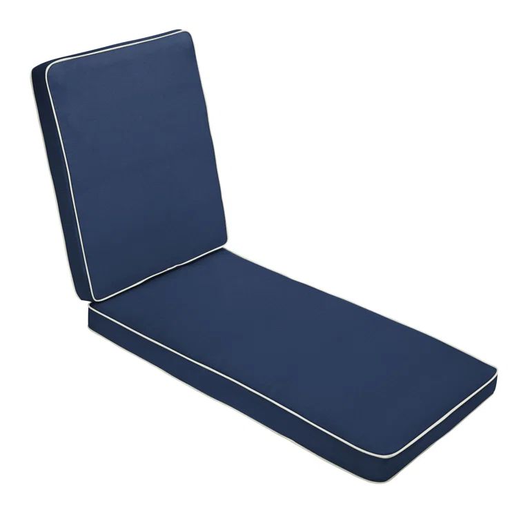Navy Blue and Ivory Sunbrella Outdoor Chaise Lounge Cushion