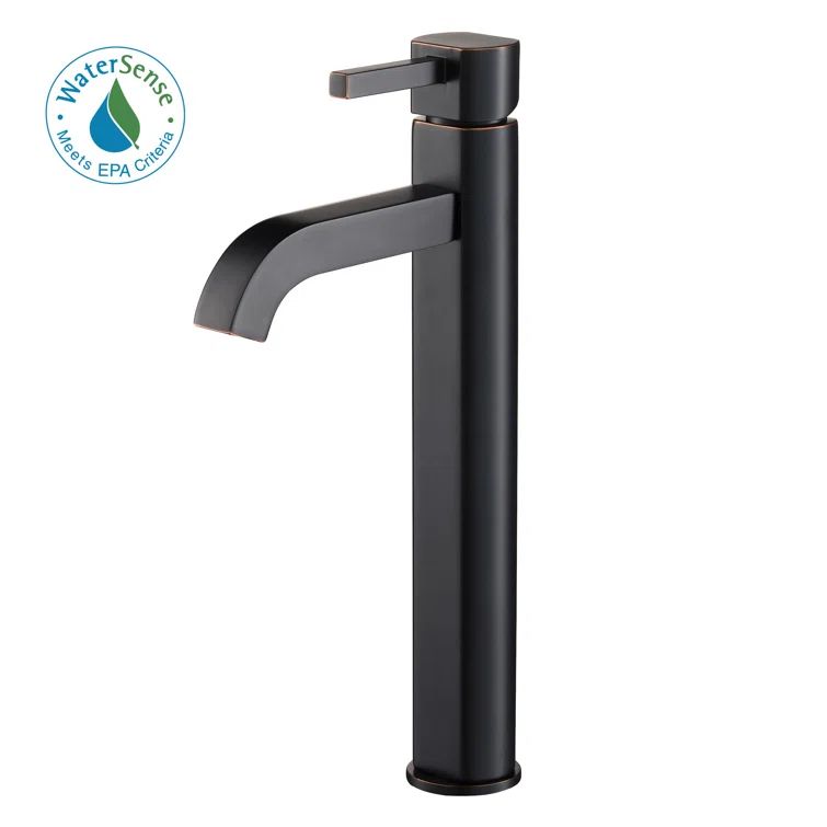 Satin Nickel Modern Vessel Single Hole Faucet in Bronze