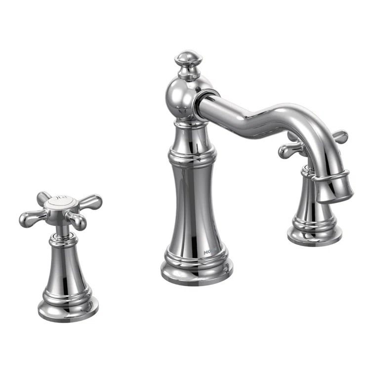 Polished Nickel Traditional Widespread Deck Mounted Faucet