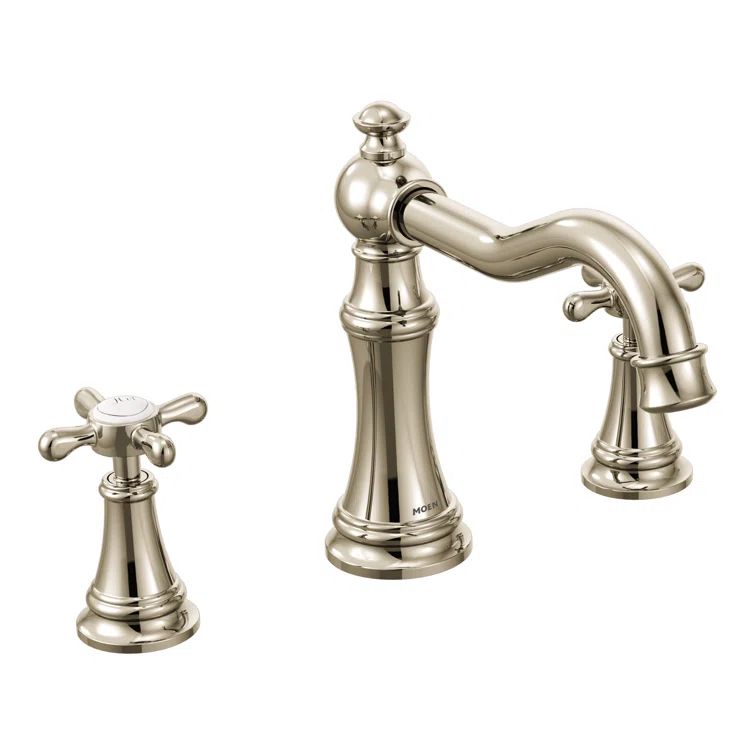Polished Nickel Traditional Widespread Deck Mounted Faucet