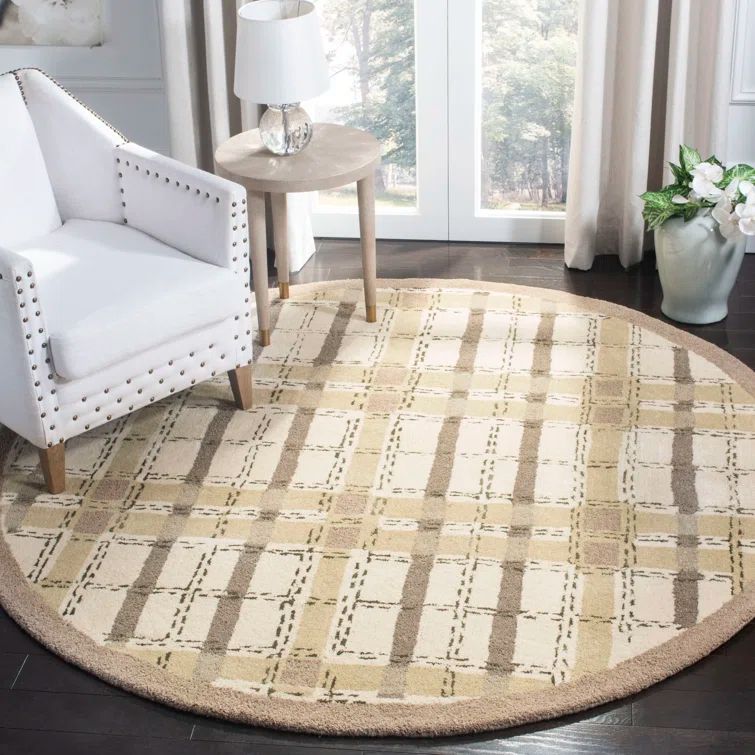 Hand-Tufted Elegance 72" Round Gray Wool & Viscose Blend Rug