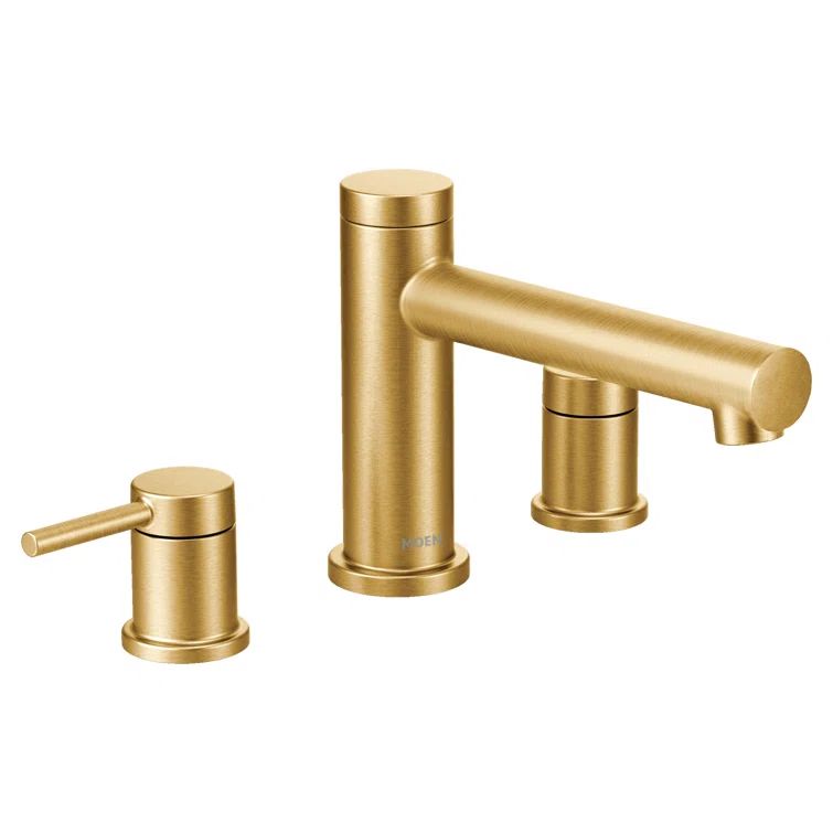 Modern Black Chrome Deck Mounted Widespread Faucet
